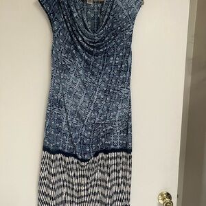 Max  Studio Blue and Off-White Patterned Dress M